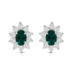 Load image into Gallery viewer, Jewelili Sterling Sliver 6x4 MM Oval Created Emerald and 1/20 Cttw Natural White Round Diamond Cluster Stud Earrings
