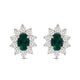 Load image into Gallery viewer, Jewelili 14K Rose Gold Over Sterling Sliver Oval Created Emerald and 1/20 CTTW Natural White Round Diamond Cluster Stud Earrings
