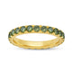 Load image into Gallery viewer, Jewelili 18K Yellow Gold over Sterling Sliver Peridot Cubic Zirconia Half Eternity Promise Wedding Band
