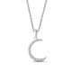 Load image into Gallery viewer, Jewelili Sterling Silver White Round Diamond Accent Crescent Moon Pendant Necklace
