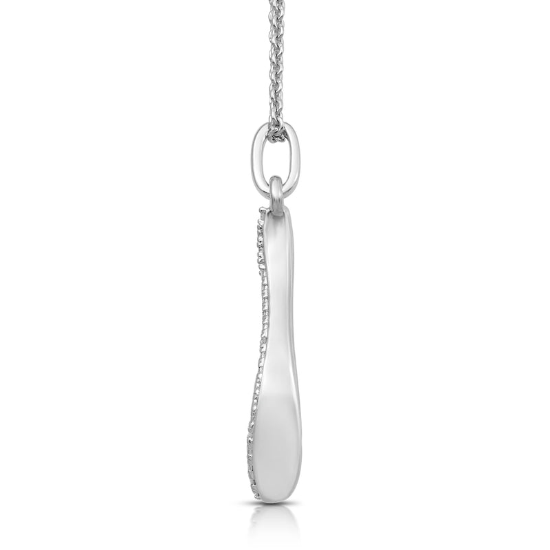 Jewelili Sterling Silver Natural White Round Diamond Accent Wishbone Pendant Necklace