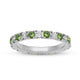 Load image into Gallery viewer, Jewelili Sterling Sliver Peridot Cubic Zirconia and 1/20 Cttw Natural White Round Diamond Full Eternity Stackable Engagement Ring
