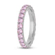 Load image into Gallery viewer, Jewelili Sterling Sliver Pink Sapphire Cubic Zirconia Half Eternity Promise Wedding Band
