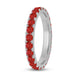 Load image into Gallery viewer, Jewelili Sterling Sliver Garnet Cubic Zirconia Half Eternity Promise Wedding Band
