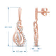 Load image into Gallery viewer, Jewelili 10K Rose Gold 1/3 Cttw Natural White Round and Baguette Diamonds Dangle Earrings

