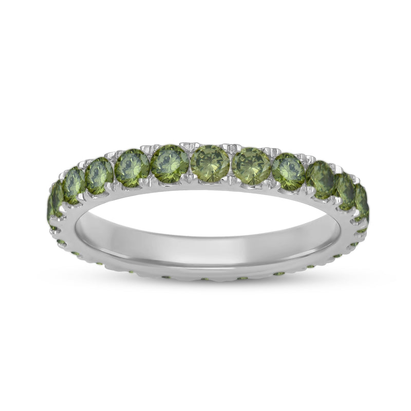 Jewelili Sterling Sliver Peridot Cubic Zirconia Half Eternity Promise Wedding Band