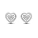 Load image into Gallery viewer, Jewelili Sterling Silver Small Round Halo Miracle Plate Natural White Round Diamond Heart Stud Earrings
