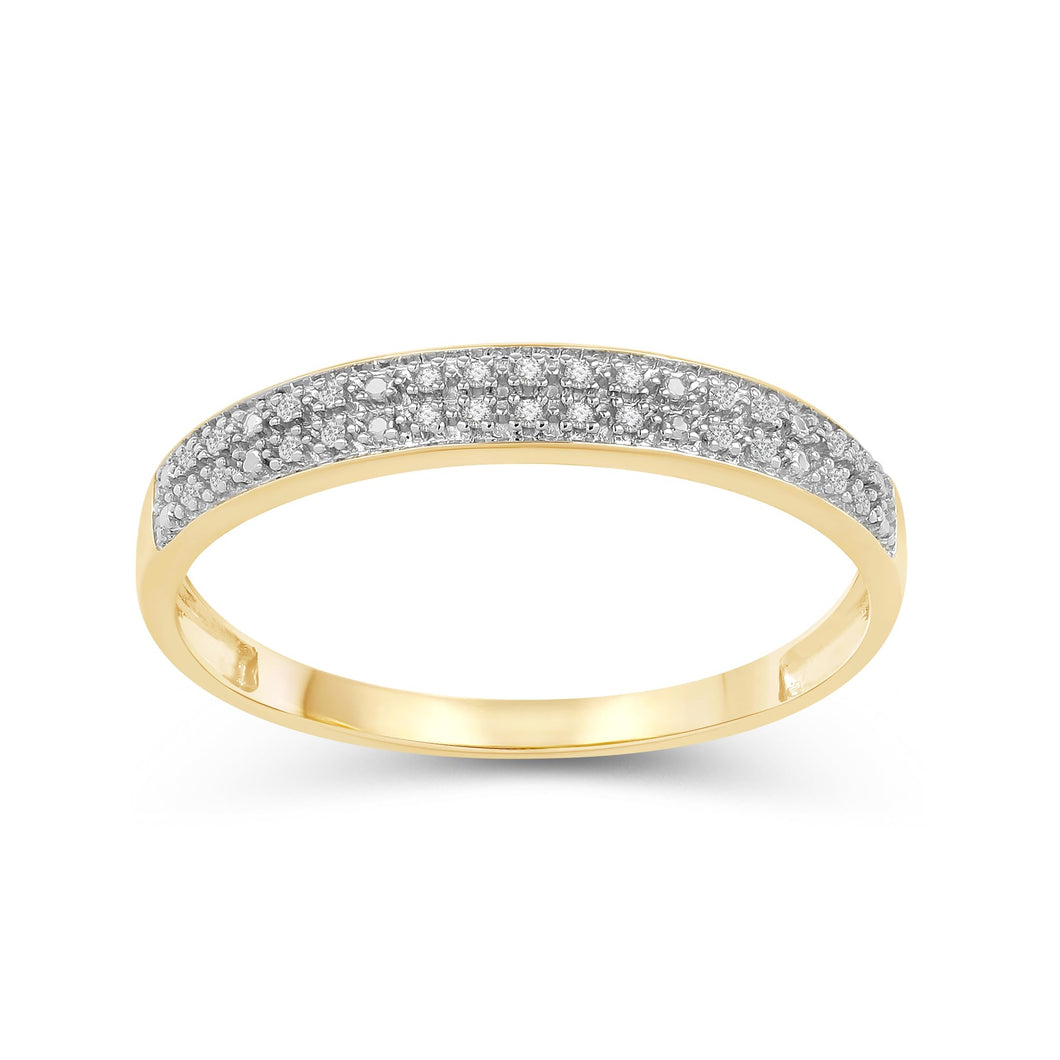 Jewelili 10K Yellow Gold 1/20 Cttw Natural White Round Diamonds Stackable Eternity Bands Ring