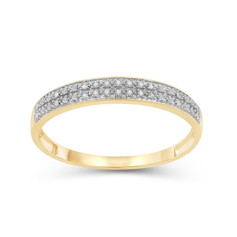 Jewelili 10K Yellow Gold 1/20 Cttw Natural White Round Diamonds Stackable Eternity Bands Ring