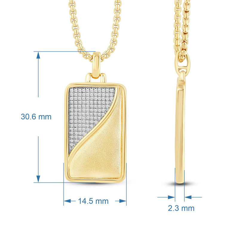 Jewelili Sterling Silver 1/4 Cttw Natural White Round Diamond Mens Dog Tag Pendant Necklace