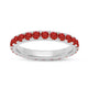Load image into Gallery viewer, Jewelili Sterling Sliver Garnet Cubic Zirconia Half Eternity Promise Wedding Band

