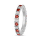 Load image into Gallery viewer, Jewelili Sterling Silver Garnet Cubic Zirconia &amp; 1/20 CTTW Natural White Round Diamonds Full Eternity Stackable Ring
