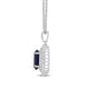 Load image into Gallery viewer, Jewelili Sterling Silver 10x8 MM Oval Created Blue Sapphire and Round Created White Sapphire Halo Pendant Necklace
