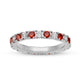 Load image into Gallery viewer, Jewelili Sterling Silver Garnet Cubic Zirconia &amp; 1/20 CTTW Natural White Round Diamonds Full Eternity Stackable Ring

