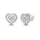 Load image into Gallery viewer, Jewelili Sterling Silver Small Round Halo Miracle Plate Natural White Round Diamond Heart Stud Earrings
