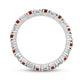 Load image into Gallery viewer, Jewelili Sterling Silver Garnet Cubic Zirconia &amp; 1/20 CTTW Natural White Round Diamonds Full Eternity Stackable Ring
