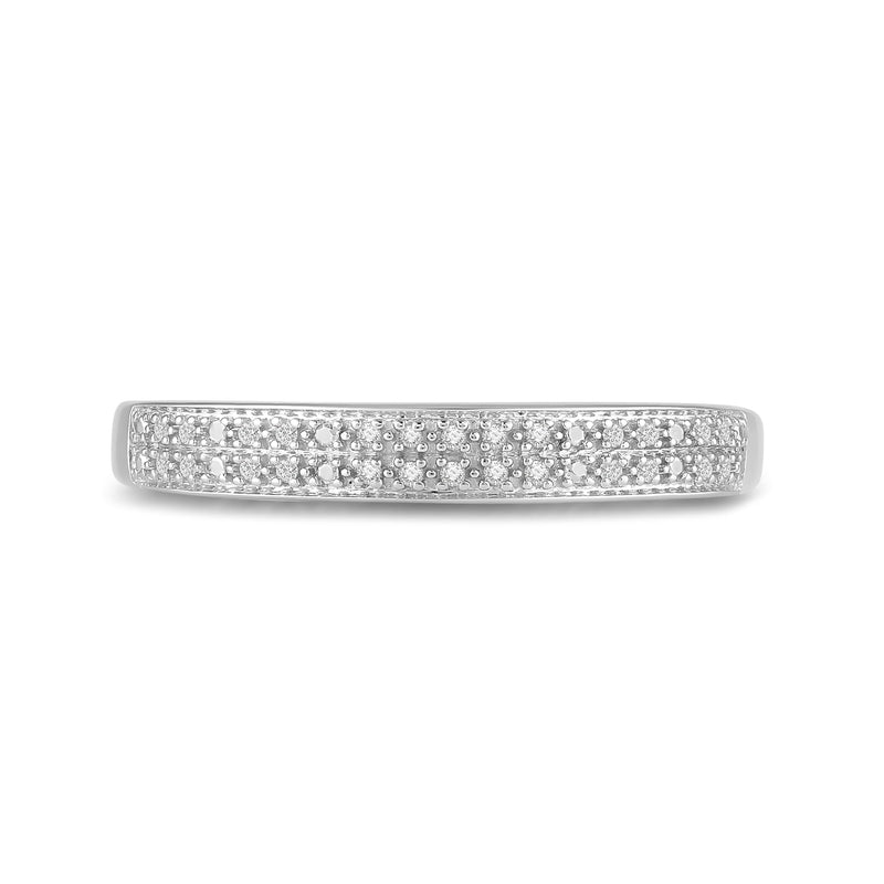 Jewelili 10K White Gold 1/20 Cttw Natural White Round Diamonds Stackable Eternity Bands Ring