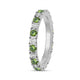 Load image into Gallery viewer, Jewelili Sterling Sliver Peridot Cubic Zirconia and 1/20 Cttw Natural White Round Diamond Full Eternity Stackable Engagement Ring
