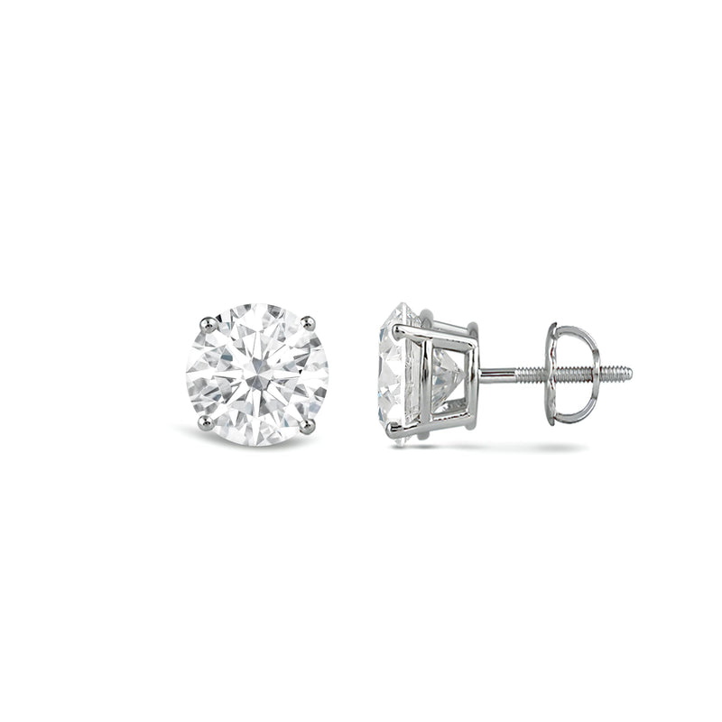 Jewelili 14K Solid White Gold Classic Four Prong Stud Earrings | IGI Certified Round Cut Lab Grown Diamond | Screw Back Posts | 0.20 CTW (F Color, SI2 Clarity) | With Gift Box