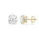 Load image into Gallery viewer, Jewelili 14K Solid Yellow Gold Classic Four Prong Stud Earrings | IGI Certified Round Cut Lab Grown Diamond | Screw Back Posts | 1.0 CTW (F Color, SI2 Clarity) | With Gift Box
