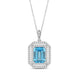 Load image into Gallery viewer, Jewelili Sterling Silver Octagon Cut Swiss Blue Topaz and Round Created White Sapphire Pendant Necklace

