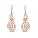 Load image into Gallery viewer, Jewelili 10K Rose Gold 1/3 Cttw Natural White Round and Baguette Diamonds Dangle Earrings

