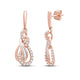 Load image into Gallery viewer, Jewelili 10K Rose Gold 1/3 Cttw Natural White Round and Baguette Diamonds Dangle Earrings
