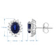 Load image into Gallery viewer, Jewelili Sterling Silver with Created Blue Sapphire and Created White Sapphire Halo Stud Earrings
