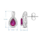 Load image into Gallery viewer, Jewelili Sterling Silver 6x4 MM Pear Shape Created Ruby and Round White Sapphire Earrings
