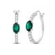 Load image into Gallery viewer, Jewelili Sterling Silver with Created Emerald and Created White Sapphire Hoop Earrings

