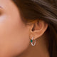 Load image into Gallery viewer, Jewelili Sterling Silver with Created Emerald and Created White Sapphire Hoop Earrings
