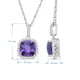 Load image into Gallery viewer, Jewelili Sterling Silver 8x8 MM Cushion Cut Amethyst and Round Created White Sapphire Halo Pendant Necklace
