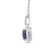 Load image into Gallery viewer, Jewelili Sterling Silver 8x8 MM Cushion Cut Amethyst and Round Created White Sapphire Halo Pendant Necklace
