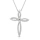 Load image into Gallery viewer, Jewelili Sterling Silver 1/8 Cttw Natural White Round Diamond Cross Pendant Necklace

