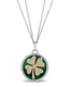 Load image into Gallery viewer, Jewelili 14K Yellow Gold and Sterling Silver 16 MM Malachite with 1/10 Cttw Natural White Round Diamond Clover Pendant Necklace
