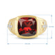 Load image into Gallery viewer, Jewelili 18K Yellow Gold Over Sterling Silver with Garnet and Natural White Round Diamond Accent Men&#39;s Ring
