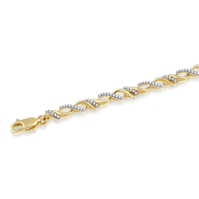 Jewelili 10K Yellow Gold 1/2 Cttw Natural White Round Diamond link Bracelet