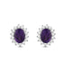 Load image into Gallery viewer, Jewelili Sterling Silver with Created Amethyst and Created White Sapphire Halo Stud Earrings
