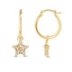 Load image into Gallery viewer, Jewelili 18K Yellow Gold Over Sterling Silver 1/10 CTTW White Diamonds Star Huggie Earrings

