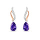 Load image into Gallery viewer, Jewelili 14K Rose Gold over Sterling Silver with Amethyst and Created White Sapphire Dangle Earrings
