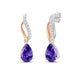 Load image into Gallery viewer, Jewelili 14K Rose Gold over Sterling Silver with Amethyst and Created White Sapphire Dangle Earrings
