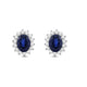 Load image into Gallery viewer, Jewelili Sterling Silver with Created Blue Sapphire and Created White Sapphire Halo Stud Earrings
