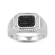 Load image into Gallery viewer, Jewelili Sterling Silver with 1/2 CTTW Treated Black and Natural White Round Cut Diamonds Men&#39;s Ring
