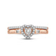 Load image into Gallery viewer, Jewelili 14K  Rose Gold over Sterling Silver with 1/6 CTTW Diamonds Bridal Set Engagement Heart Ring
