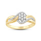 Load image into Gallery viewer, Jewelili 10K Yellow Gold with 1/4 CTTW Diamonds Twist Cluster Ring
