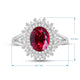 Load image into Gallery viewer, Jewelili Sterling Silver with Created Ruby and Created White Sapphire Engagement Ring
