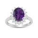 Load image into Gallery viewer, Jewelili Sterling Silver with Amethyst and Created White Sapphire Engagement Ring
