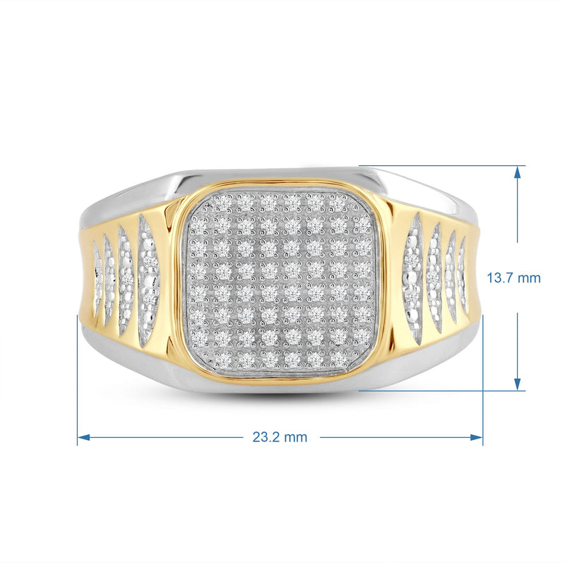 Jewelili 18K Yellow Gold Over Sterling Silver 1/5 CTTW Natural White Round Cut Diamonds Men's Ring