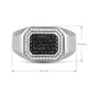 Load image into Gallery viewer, Jewelili Sterling Silver with 1/2 CTTW Treated Black and Natural White Round Cut Diamonds Men&#39;s Ring
