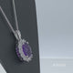 Load and play video in Gallery viewer, Jewelili Sterling Silver Amethyst Oval with Created White Sapphire Pendant Necklace 18&quot;
